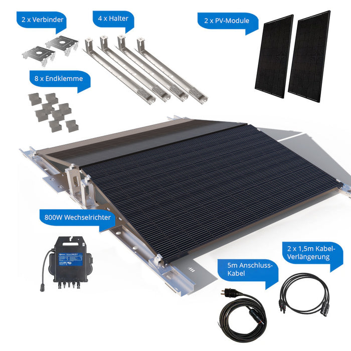 Engel Helios 800W Garten-Balkonkraftwerk Komplettpaket flexible Lösung für Ost-West & Süd-Ausrichtung