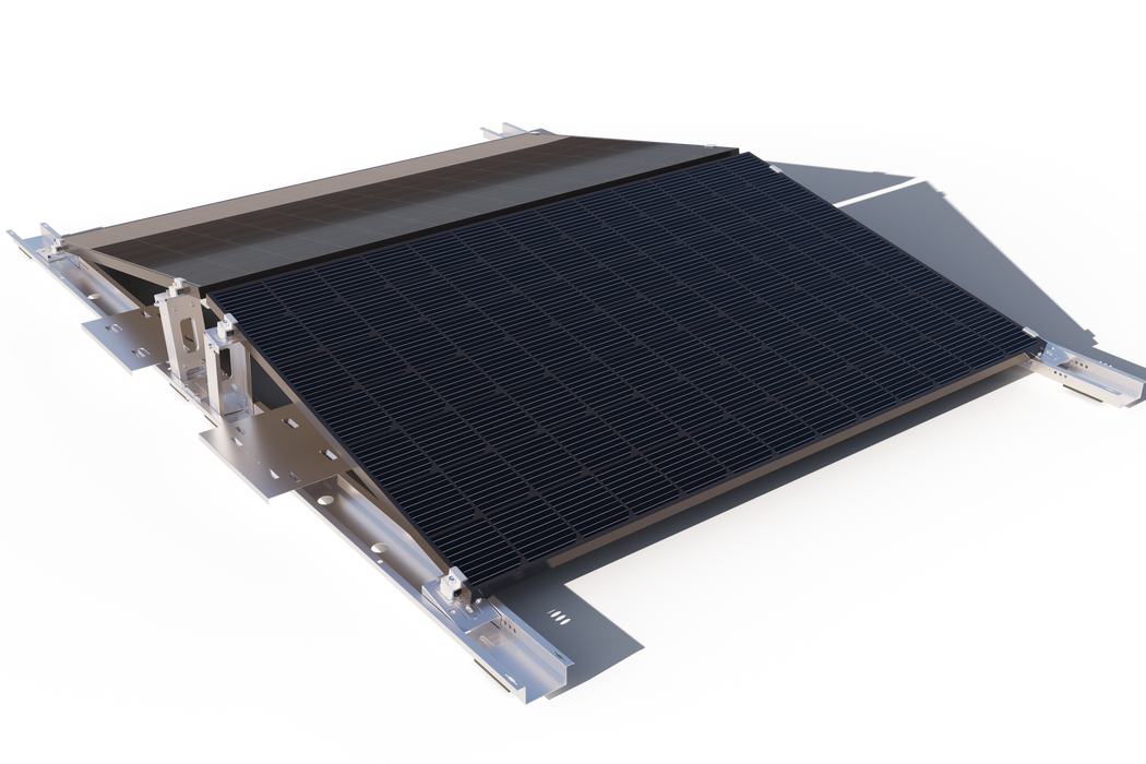 Helios Flachdach-Halterung – ballastiertes PV-Montagesystem für Flachdächer und Bodenflächen