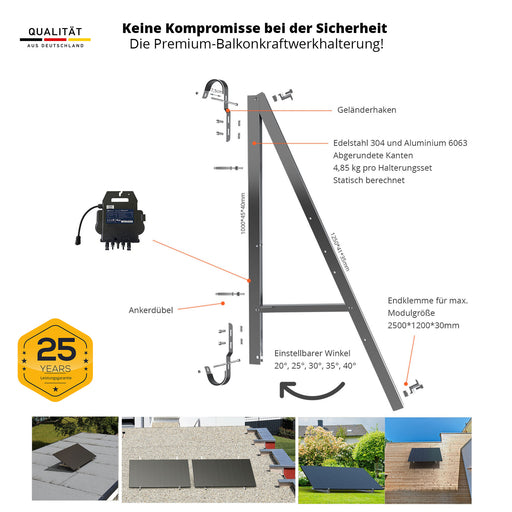 Engel Dalia Balkonkraftwerk halterung Universal flexible einstellbarer winkel Aluminium