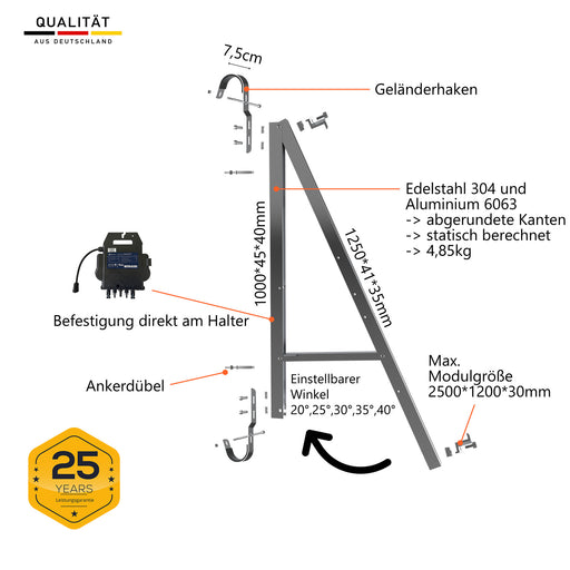 Engel Dalia Balkonkraftwerk halterung Universal flexible einstellbarer winkel Aluminium