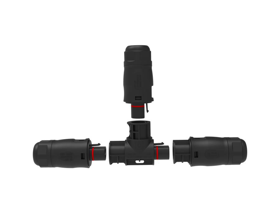 T-Verbinder mit BC01-Anschlüssen – Parallelbetrieb von Micro-Invertern nach VDE-Standards
